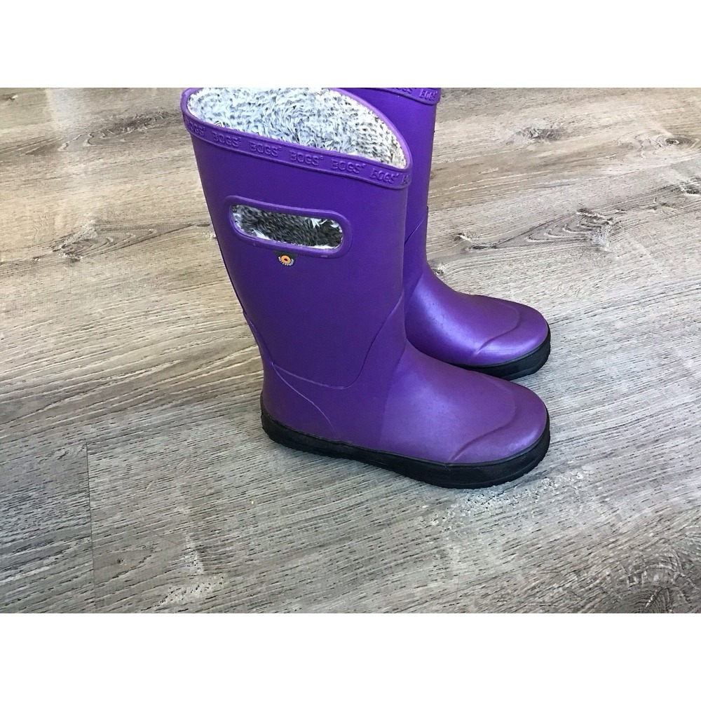 Kids Childrens Bogs Rainboot Plush Purple Waterproof Boots Size 3 Y 72804-542